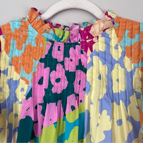 Crosby by Mollie Burch Elsie Pleated Ruffle Sleeve Top Patchwork Poppy Floral - Picture 4 of 8